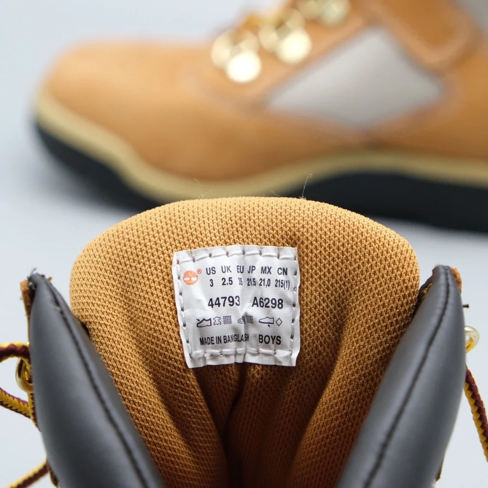 Timberland Field Boot Kids Size 3 Wheat Nubuck Mesh Rugged Outdoor 44793